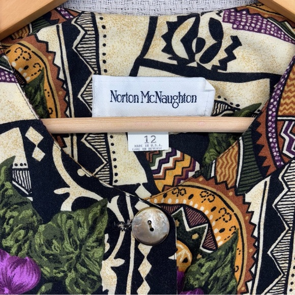 Womens Sz 12 Vtg Norton McNaughton 2-Piece Floral Button Top and Midi Skirt Set - Picture 4 of 9